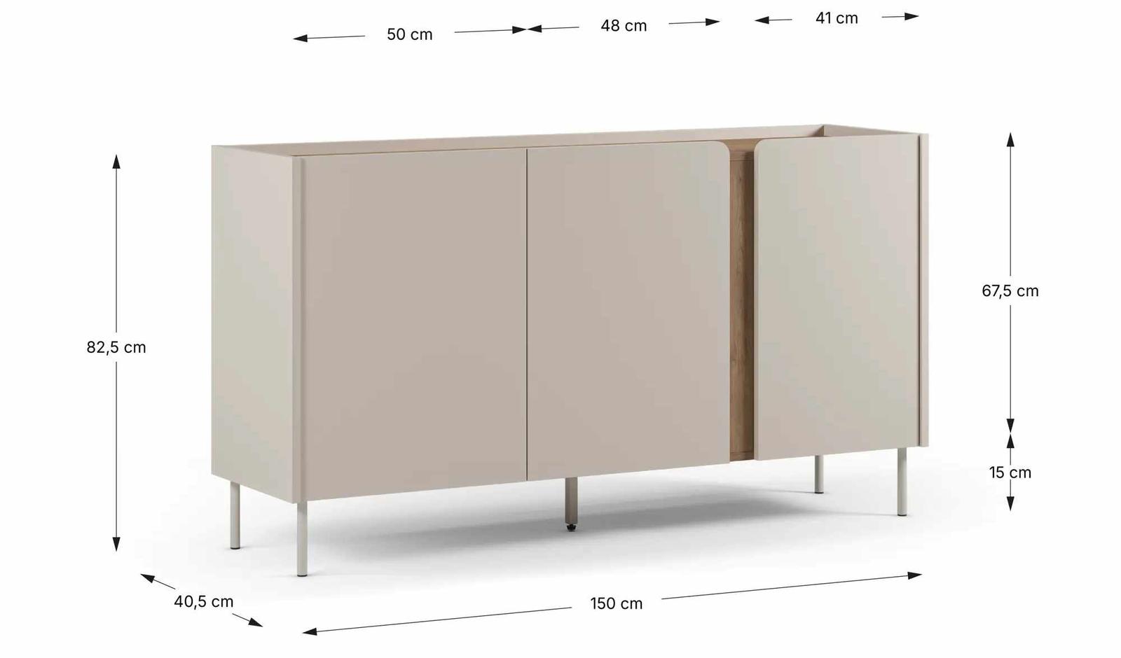 Medidas aparador Lucile 3P 150cm