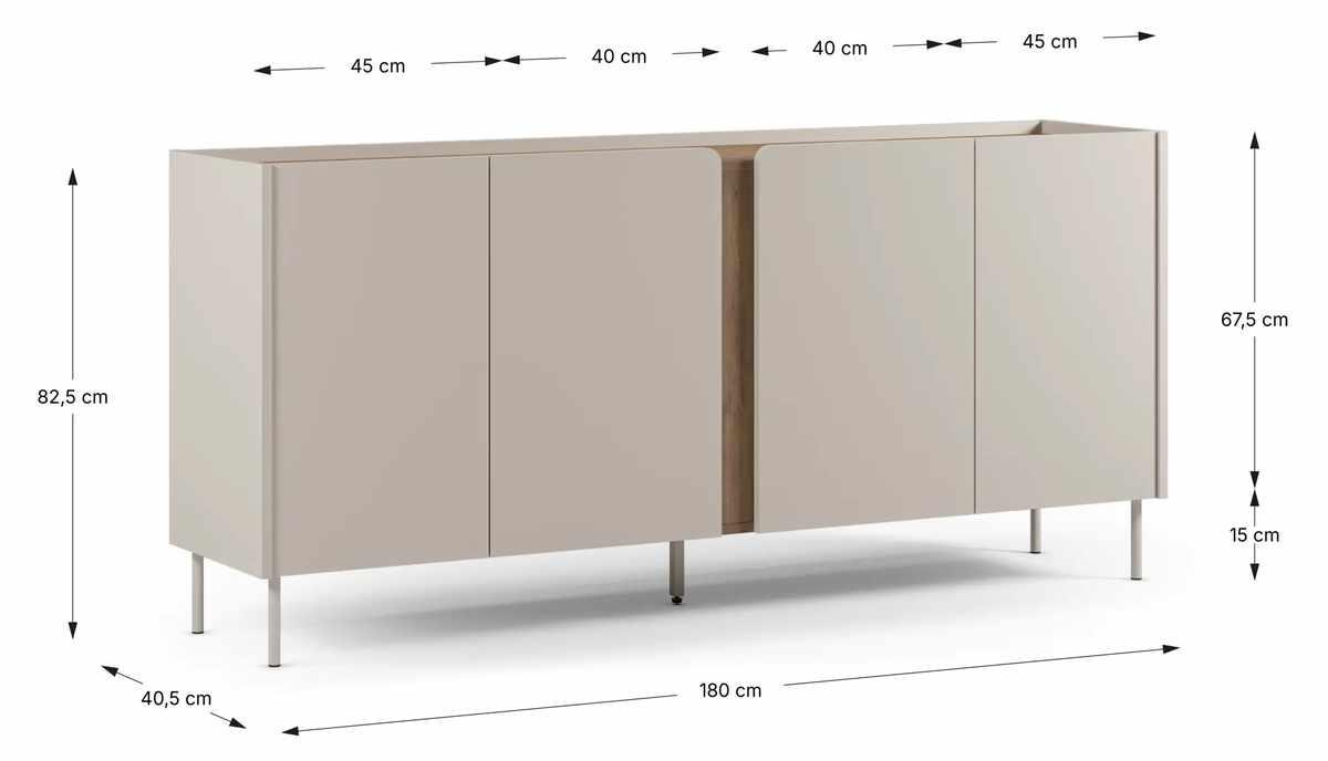 Medidas aparador Lucile 4P 180cm