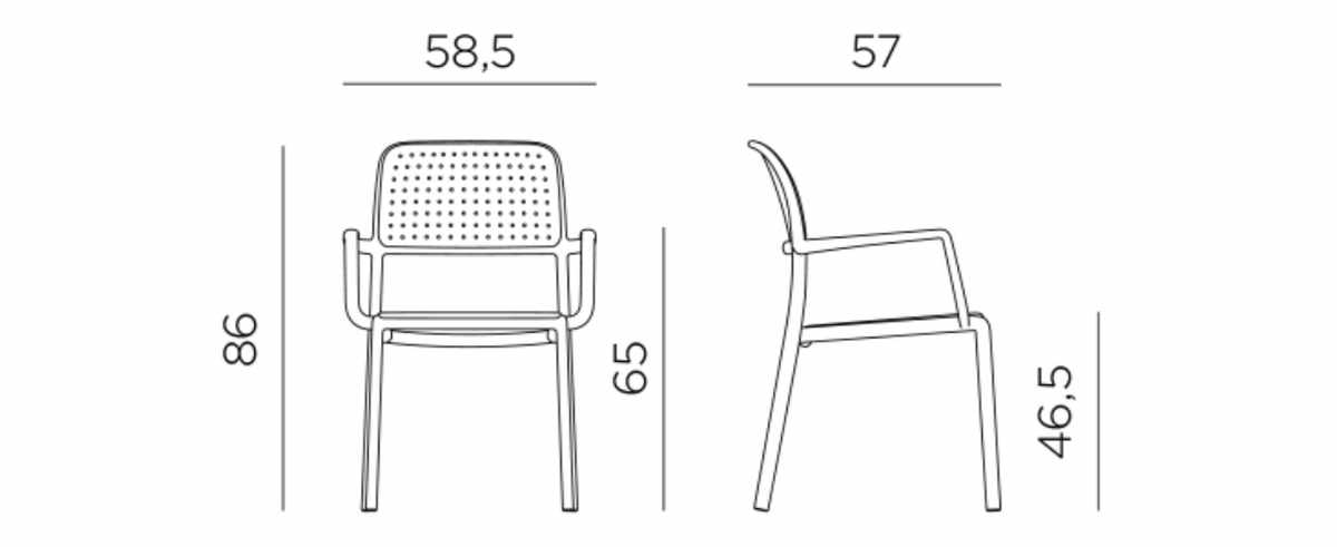Medidas de la silla exterior BORA