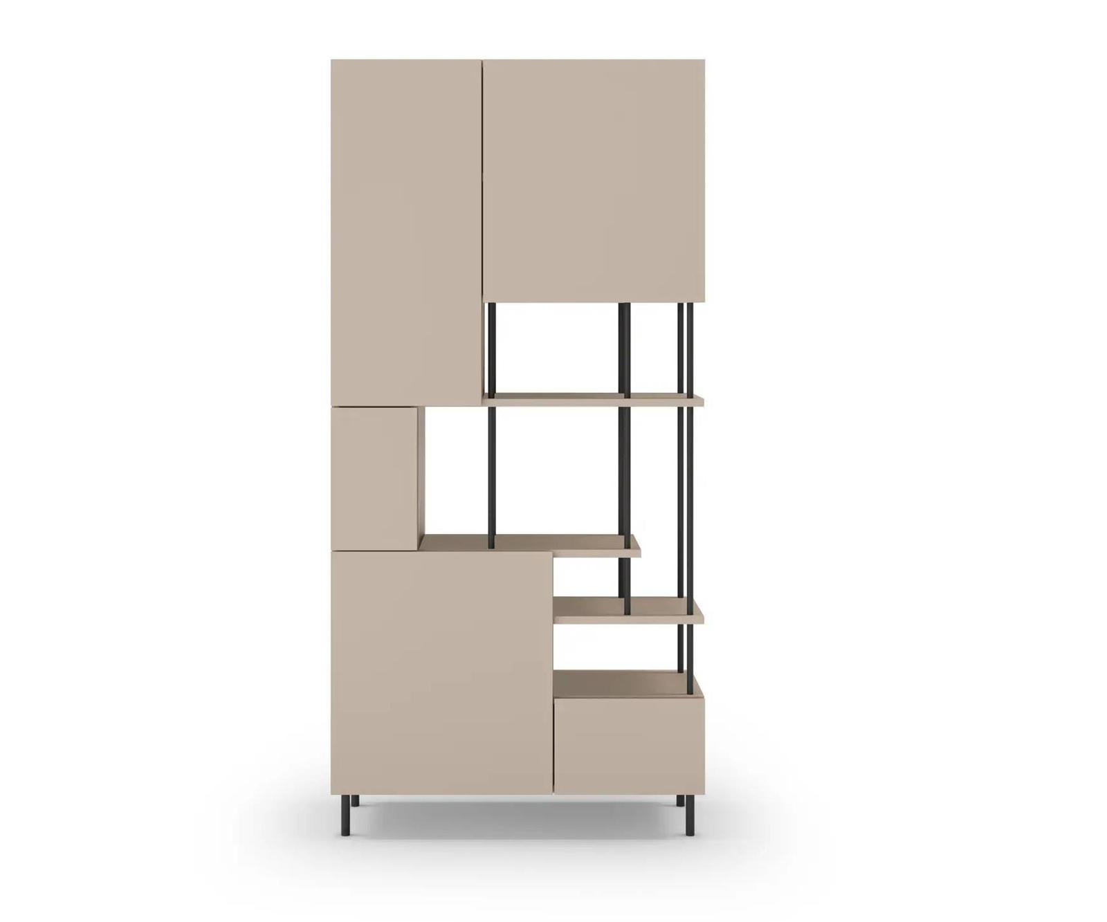 Estantería PERLA 5 puertas crema y negra