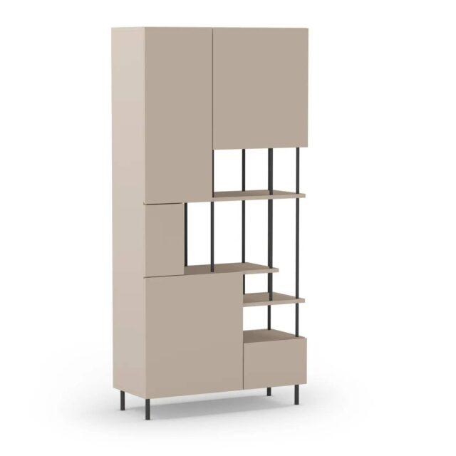 Estantería PERLA 5 puertas crema y negra