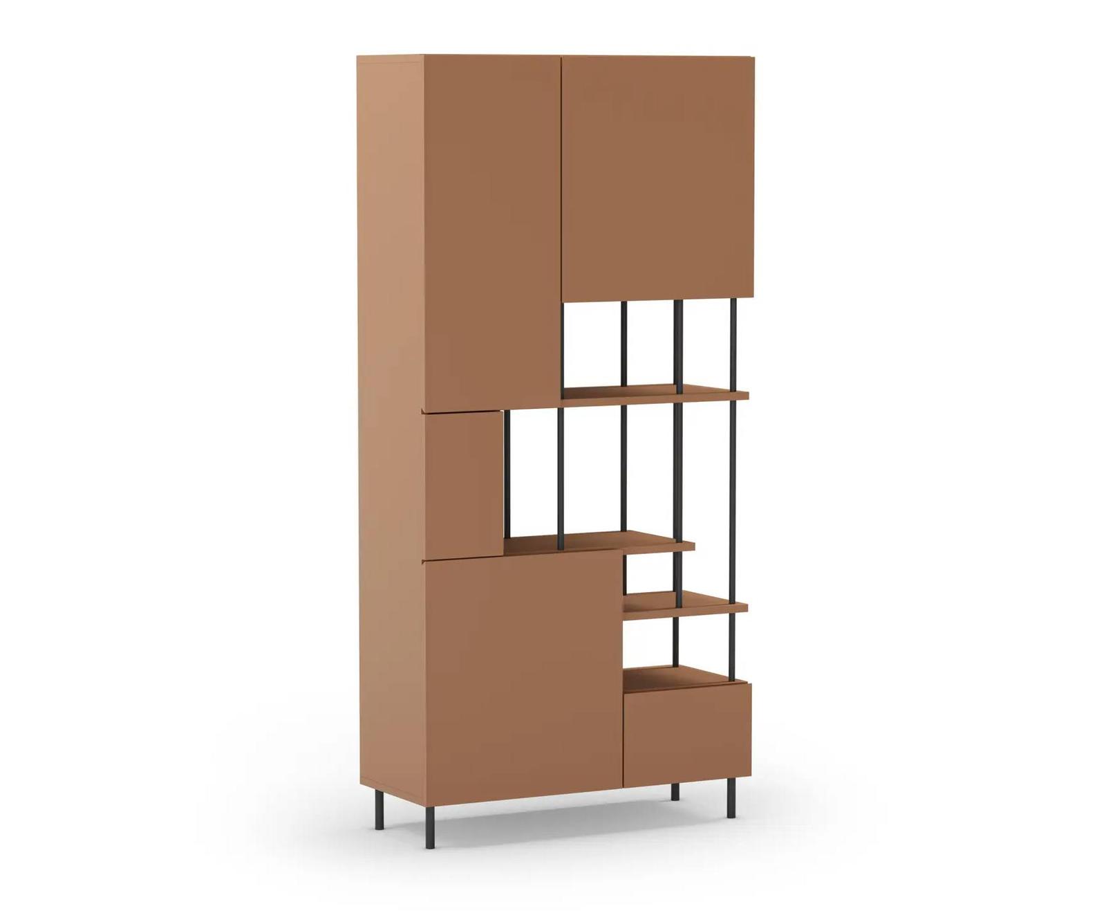 Estantería PERLA 5 puertas terracota y negra