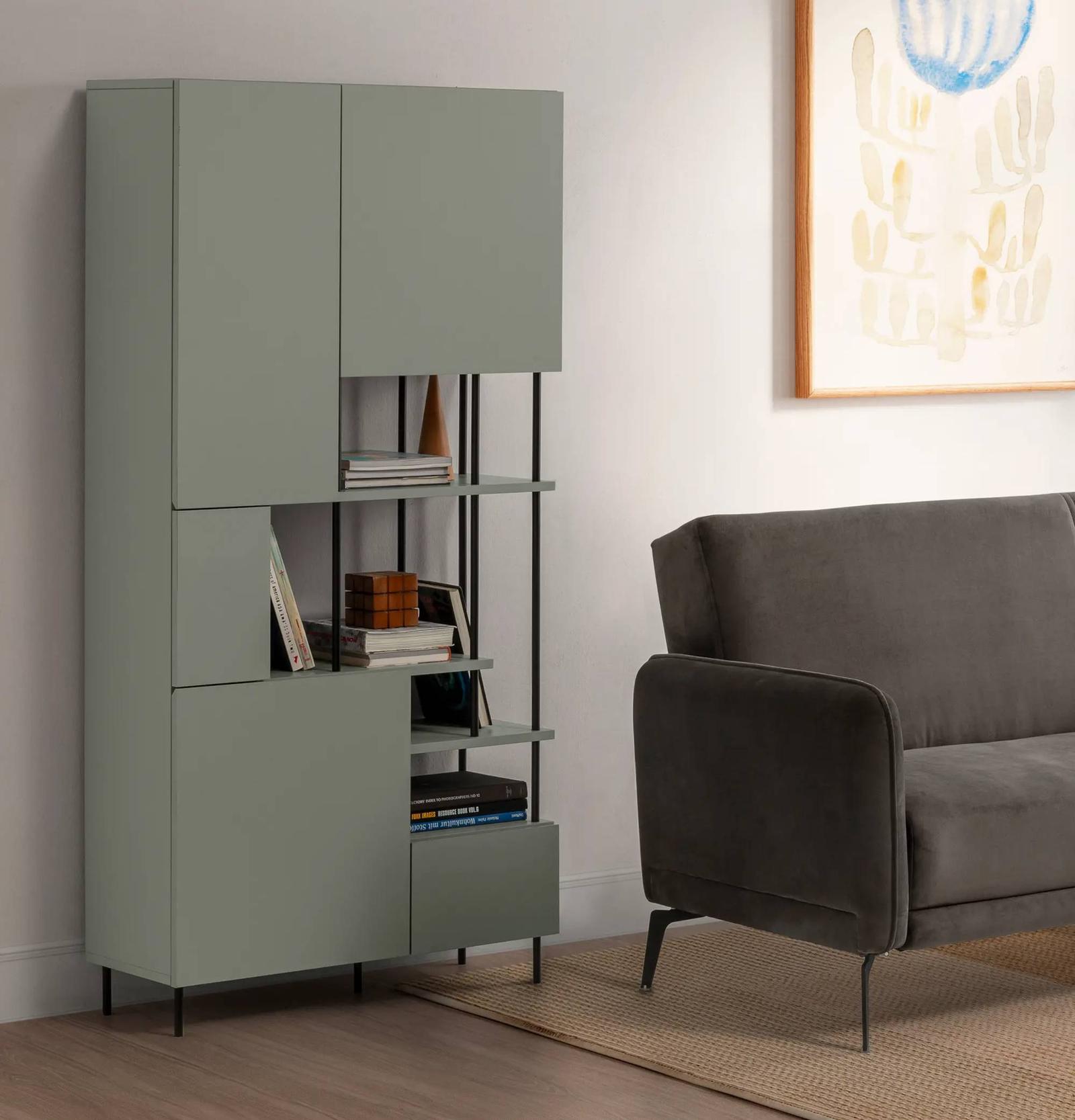 Estantería PERLA 5 puertas verde y negra