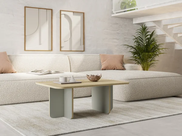 Mesa Centro HILLARY 100cm Pata verde-canto roble