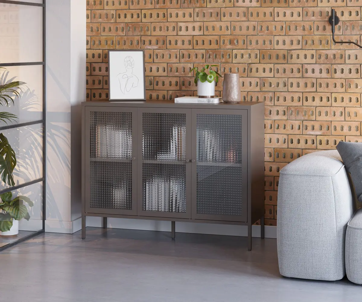 Aparador LUNA 3 Puertas Cristal moca