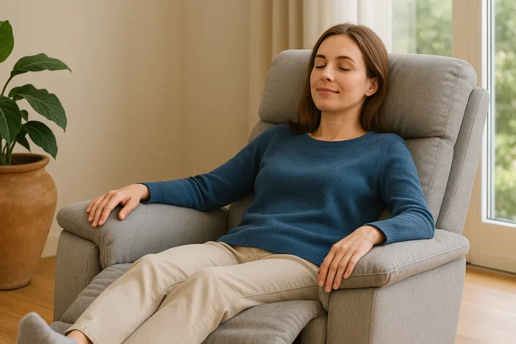 Mujer descansando en su sillón Relax de MB Mobles