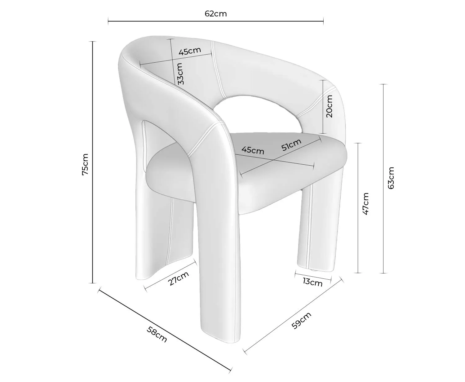 Medidas Silla LORETTA