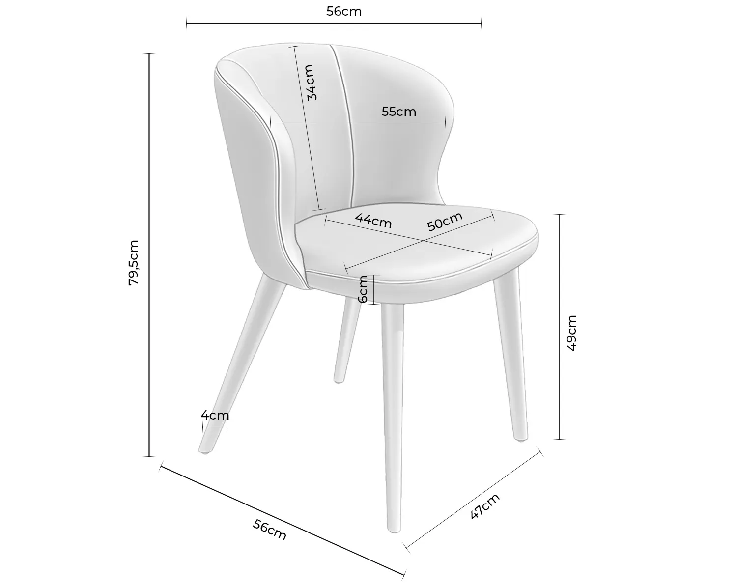 Medidas de la silla Tanya