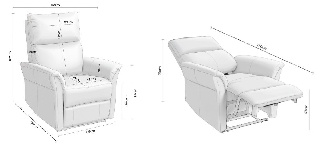 Medidas del sillón relax MISAKI