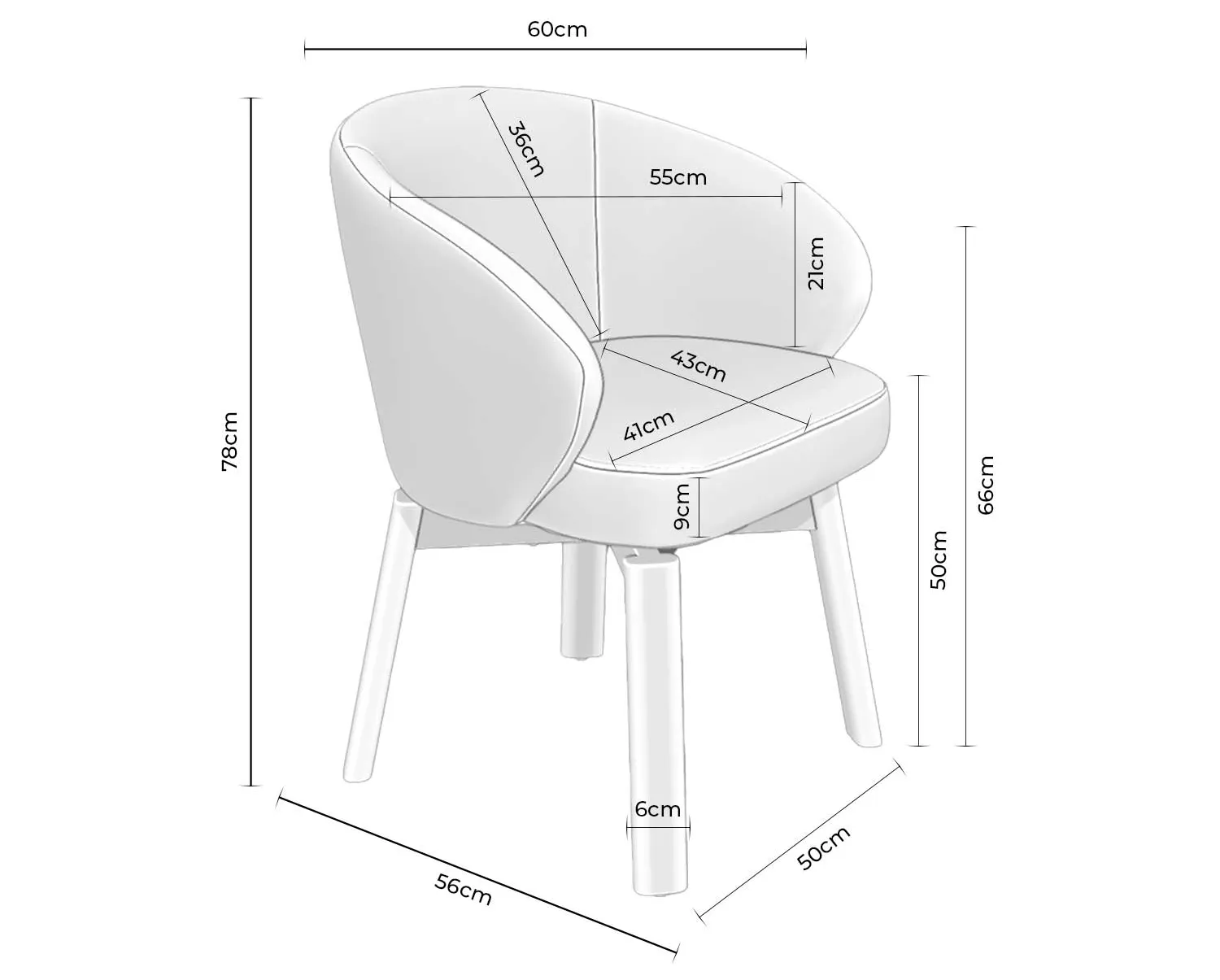 Medidas silla Virginia
