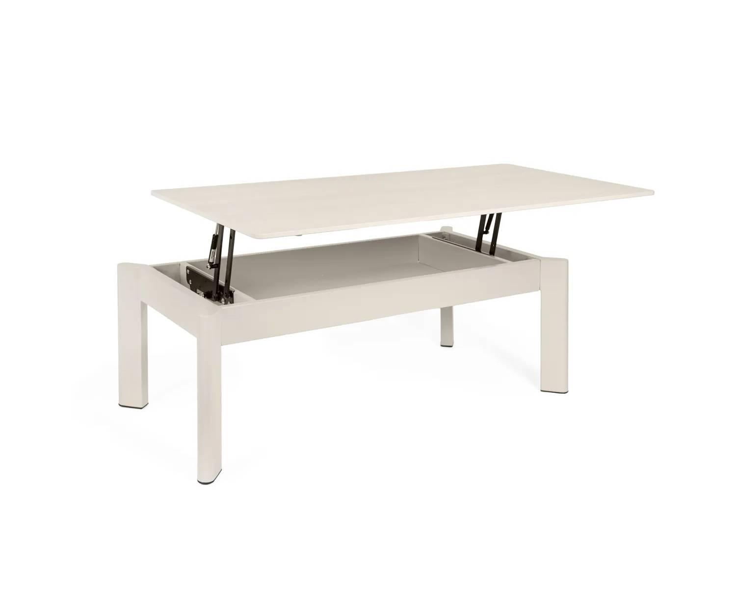 Mesa centro elevable ROLAND travertino y beige