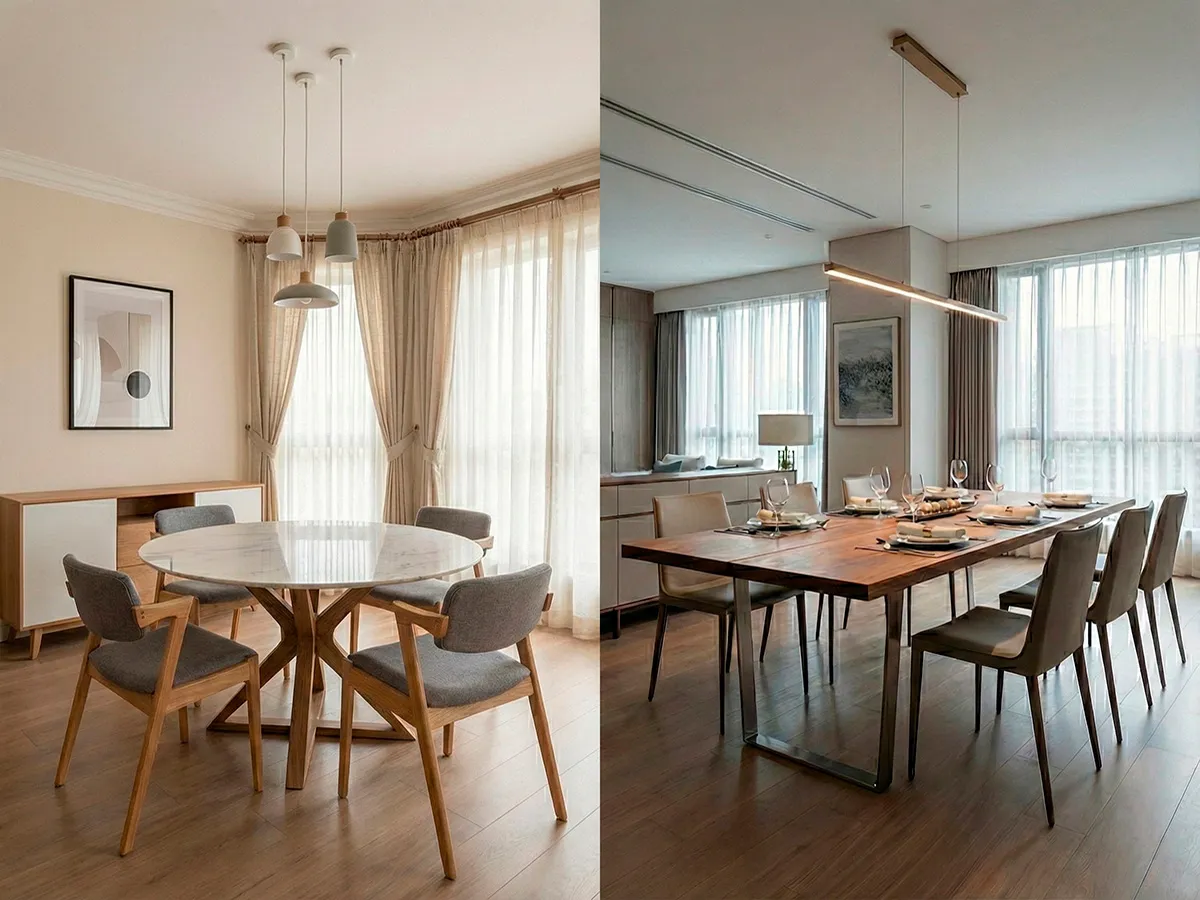 Mesas de comedor extensibles, redondas y rectangulares