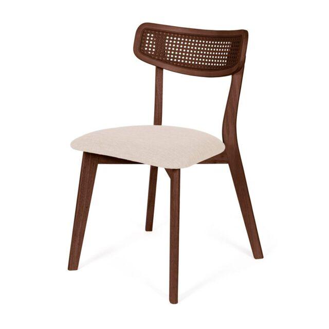 Silla de madera Shirley nogal y beige