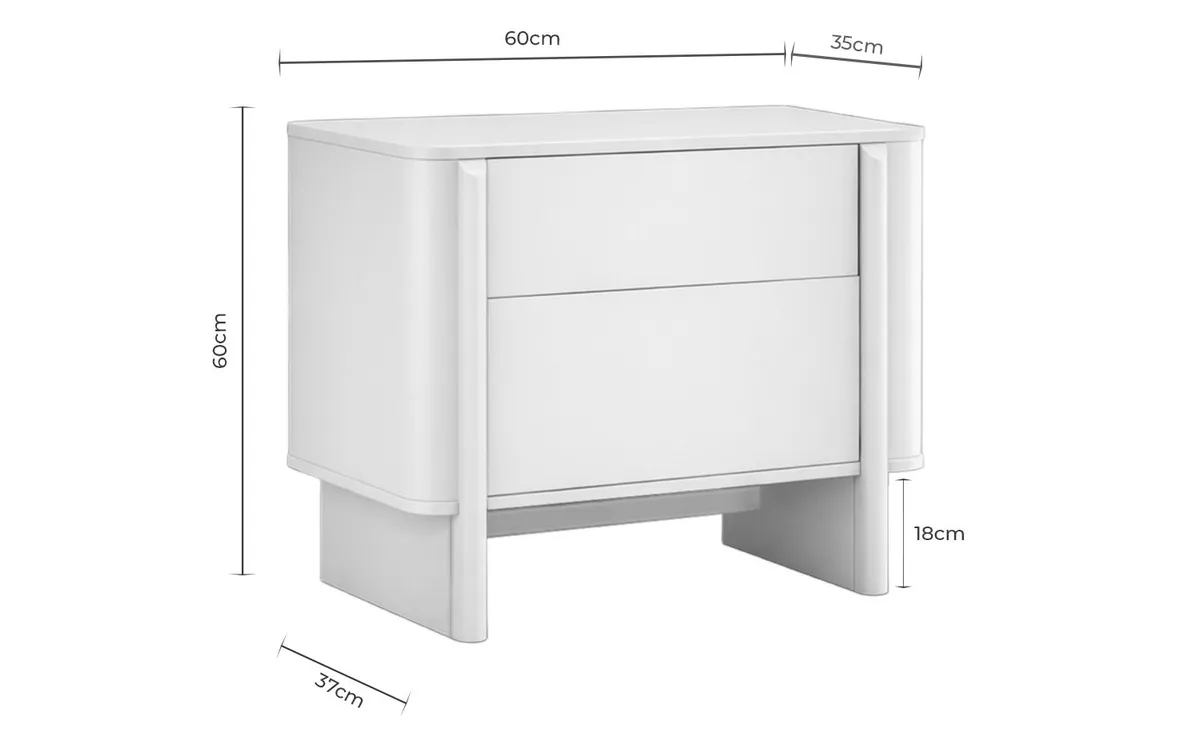 Medidas de la mesita Sidney de 2 cajones