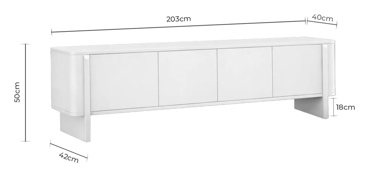 Medidas mueble TV 200 SIDNEY 4 puertas