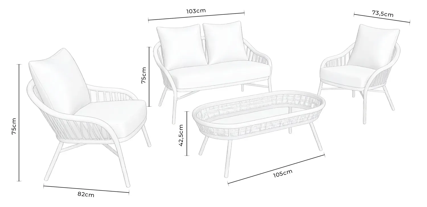 Medidas del conjunto de jardín SALONICA
